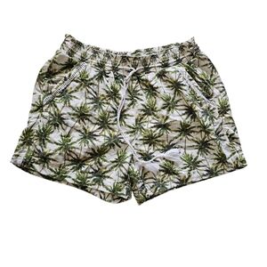 Briggs New York Green and White Palm Tree Patterned Shorts